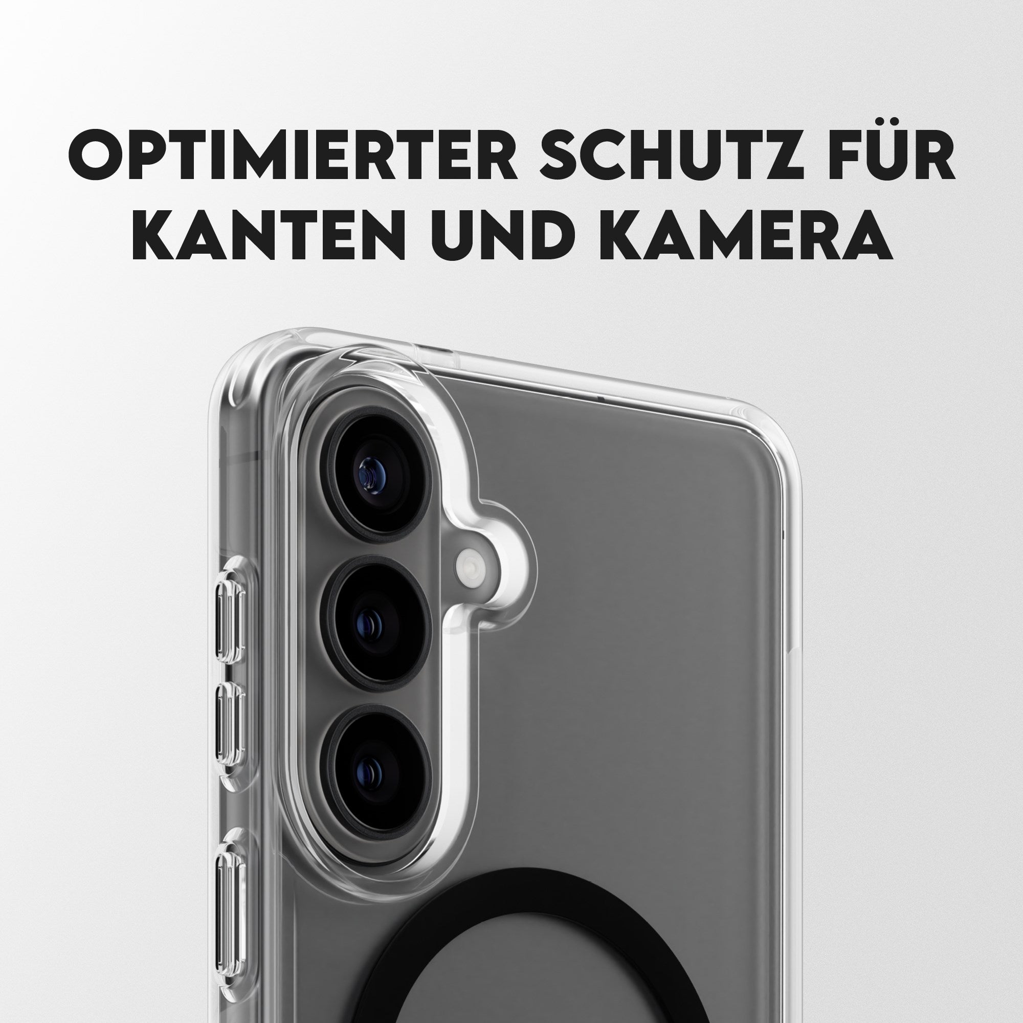 CARE™ by PanzerGlass® Urban Explorer Case Transparent m. Schwarz Kickstand & Qi Samsung Galaxy S26+